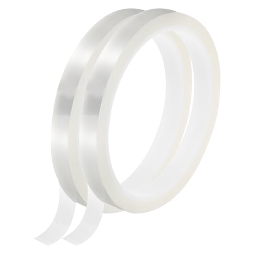 Image of uxcell Clear Heat Tape, 2 Rolls 10mmx33m 108ft High Temperature Heat Resistant Tape for Sublimation,Heat Vinyl Press,Heat Transfer, Circuit Board, No Residue