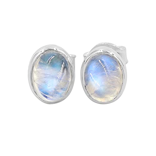 Pierre de lune boucles d'oreilles argent ovale 6x8 mm le cadeau idéal pour elle