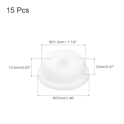 Image of MECCANIXITY 15pcs T-Shaped Silicone Plugs 31.3mm 1 1 /4 Inch Dia Snap in Plug Hole Seal Cover Round Rubber Stopper for Kitchen Rubber Bulkheads Waterproof Sealing Plugs White