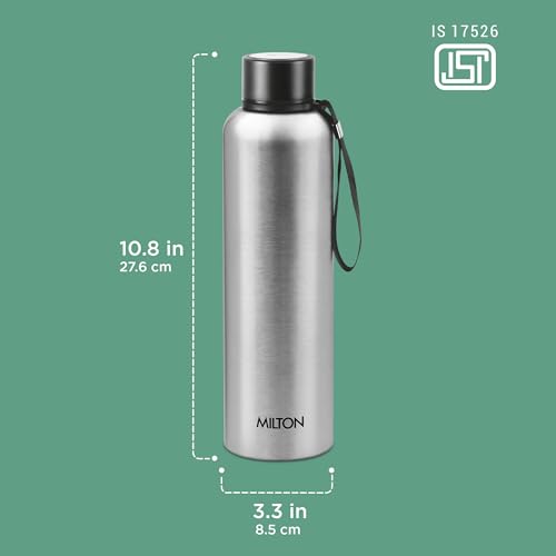 Image of Milton Aura 1000 Thermosteel Water Bottle, 24 Hr Hot and Cold I Leak Proof Lid, ISI Certified I Vacuum Insulated I for Office, Gym, School I Silver
