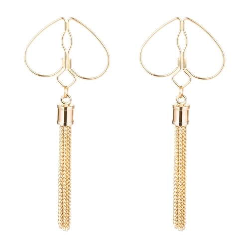 Pinzas for pezones con forma de corazón y borlas de metal, ajustables, for el cuerpo, joyas sin perforaciones for mujeres y parejas