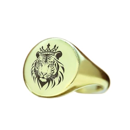 Bague tigre en argent 925 et or, chevalière gravée main de style vintage pour homme et femme