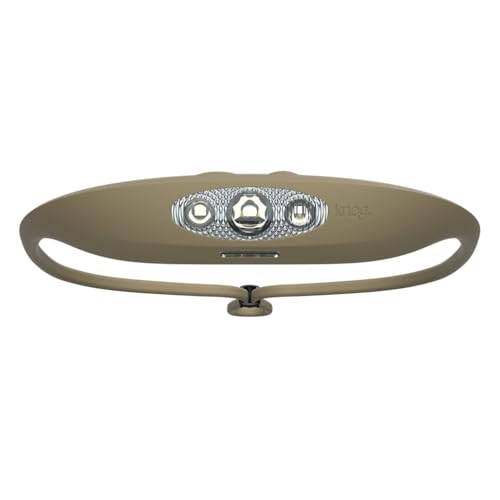 Knog Bandicoot 250 LED Headlamp - Rechargeable Camping Headlamp with 40m Beam, IP67 Waterproof,Multi-Mode Lighting & Silicone Strap - Durable,Innovative Headlamp for Hiking & Outdoors,Pale Green Olive