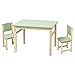 WOLTU Set di Tavolino e Sedie per Bambini, Tavolo Bimbi con Sedie in Legno, Mobile per Cameretta dei Bambini, Verde e Rovere, Viaggio nella Foresta SG018