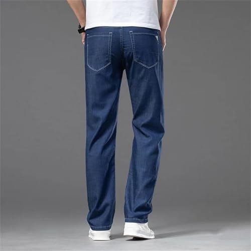 Men's Baggy Jeans Summer Thin Denim Pants Elastic Waist Straight Casual Dark Trousers Plus Size2