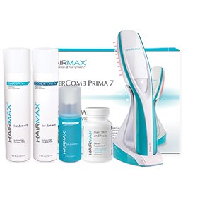 HairMax Prima 7 LaserComb with Thinning Hair Care bundle.