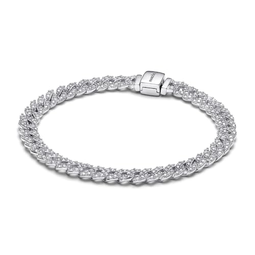 PANDORA Timeless Pavé Cuban Chain Bracelet - Sterling Silver Bracelet with Cubic Zirconia - Jewelry for Women - Includes Gift Box2