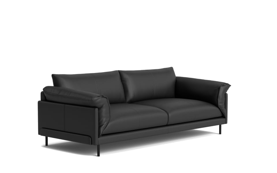 Image of LEGACY OF COMFORT Zola 3 Seater Sofa Three Seater Sofa Leather for Living Room Hotels and Offices (Black)