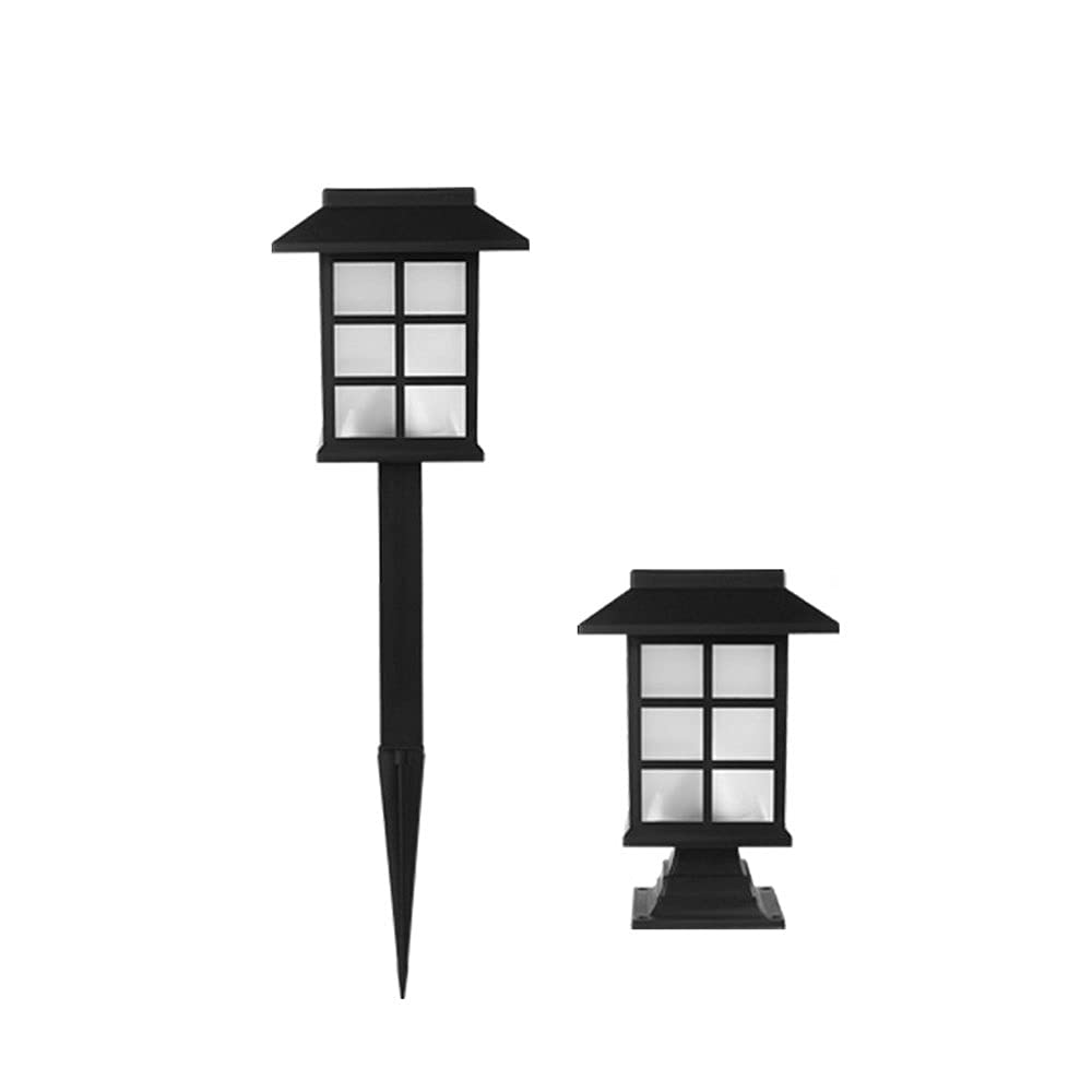 Siet Colorful Light Classic Outdoor Pedestal Post Light Solar Pathway Lantern, 2Pcs Ip65 Garden Landscape Lawn Lamp Waterproof Column Lantern, Gate Pillar Lighting Fixture Outside Doorpost Lights
