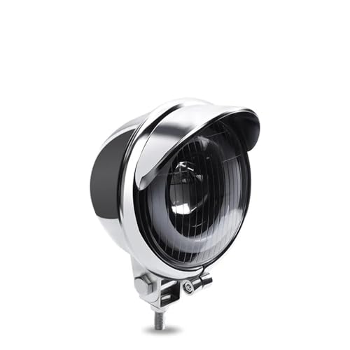 Fanale Anteriore Fari Anteriori Per Moto Per Suzuki Custom Bike Faretto Bianco Con Interruttore Lampada Ausiliaria Per Faro LED Per Moto 12V Angel Eye(1piece Chrome)