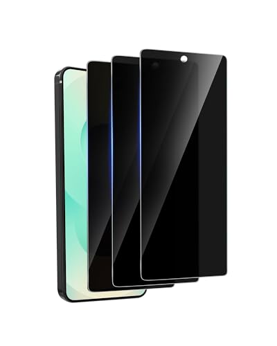 jehezkel 3 Pack Privacy Screen Protector for Samsung Galaxy S23 Plus Tempered Ultra-Thin Glass with 9H Anti Scratch Bubble Free [Support Fingerprint Unlock] Black
