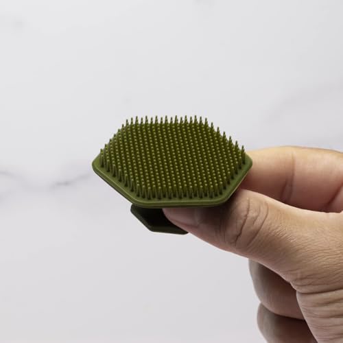 Image of VWMYQ Face Scrubber, Silicone Face Scrubber for Men, Gentle Exfoliator Pad & Massager, Facial Cleansing /Wash Brush - Removes Dead & Dry Skin (Army, Hexagon)