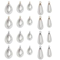 FDCGAS kettenanhänger silber - 20 Stück perlen anhänger, Perlenanhänger in Tropfenform, rund, künstliche Perlen, Charm, Wassertropfen, Perlen, baumeln für Schmuckherstellung,Ohrring,Halskette