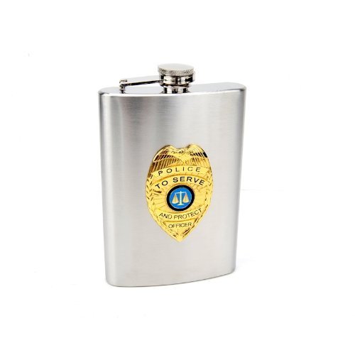 Top Shelf Flasks Official Police Hip Flask, 8 oz.