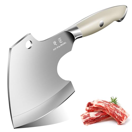DRGSKL Meat Cleaver Heavy Duty - Bone Chopper, Hand Forged K...