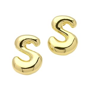 Bubble Initial Earrings for Women, Dainty Balloon Letter Earring Charm 14K Gold Plated Puffy Name Personalized A-Z Alphabet Statement Jewelry