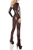 DuckyDucky Catsuit Spark - Rubber Fetish 100% Latex - back zip - transparent schwarz XXL