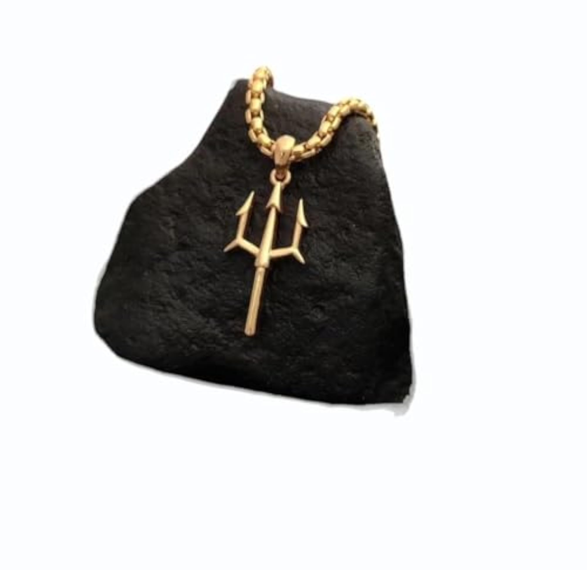 Men's Stainless Steel Trident Pendant Necklace