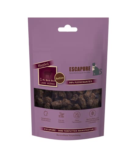 Escapure Katzen Leckerli Beutel | Lamm Hupferl 80g | Lamm Hupferl in Premium Qualität | 98% Muskelfleisch | ohne künstliche Zusatzstoffe und frei von Getreide