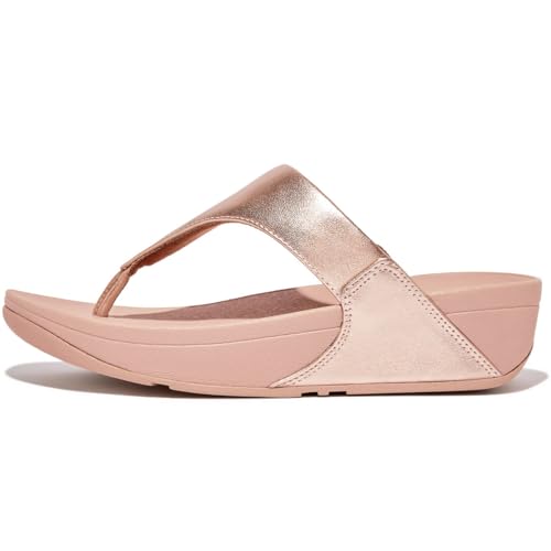 FitFlop Women's Lulu Toe Post-Leather Flip-Flop, Rose Gold, 8