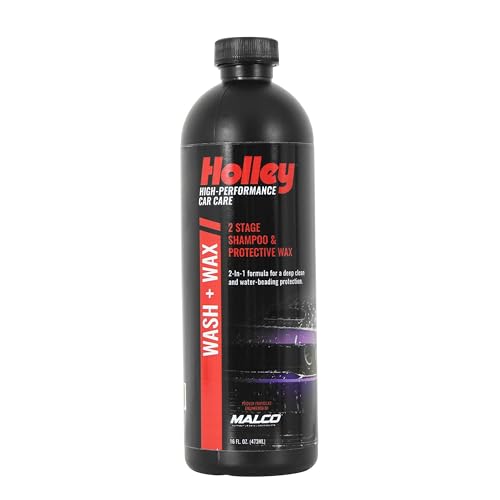 Image of Holley Wash + Wax - 2-Stage Shampoo & Wax - 16 oz. | High-Performance Car Care, Washing Liquid - Soap Concentrate with Carnauba Protective Wax - For all car types
