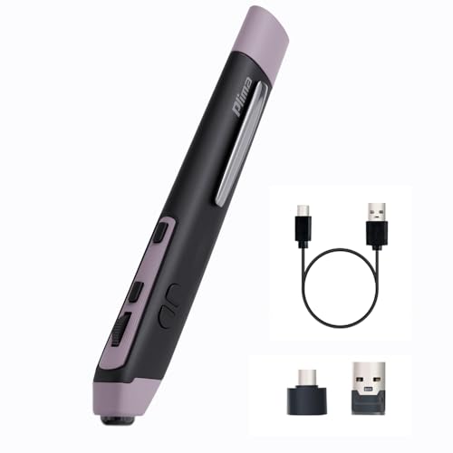 Plima Patent, Intuitive Pen-tip Press-Down Function Equivalent to The Left Mouse Button,Pocket Ergonomic Dual Mode 2.4+BT Pen Mouse 2.0 Vertical Mice, Support Windows, Android,Linux, Mac OS(Purple)