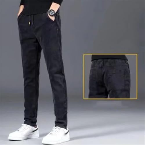 Men's Thicken Narrow Leg Trousers Solid Denim Daily Slim Fit Office Socialite Jeans Pants3