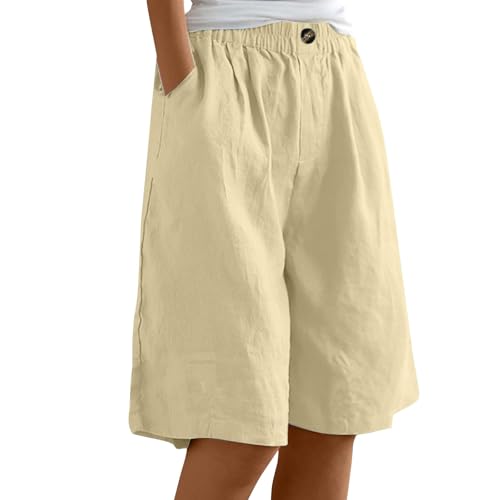 🌷Stile: Pantaloni corti donna estivi con elastico in vita per una vestibilità rilassata, con coulisse,vita alta,tasche laterali,tinta unita/stampa floreale,classico e versatile.