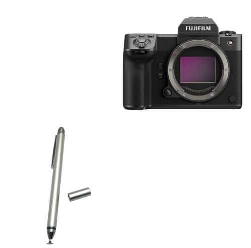 BoxWave Stylus Pen Compatible with Fujifilm GFX100 II - DualTip Capacitive Stylus, Fiber Tip Disc Tip Capacitive Stylus Pen - Metallic Silver