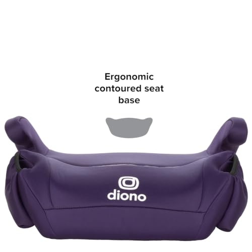 Image of Diono Solana, No Latch, Single Backless Booster Car Seat, Lightweight, Machine Washable Covers, Cup Holders, Purple Wildberry