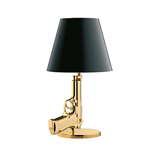 fikujap Lampe De Bureau Pistolet Plaqué Or, Étude Nocturne Créative Simple Lampe De Table Chromée