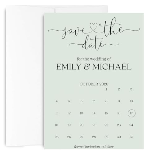 Save the Dates for Weddings Date Card Minimalist Calendar Design