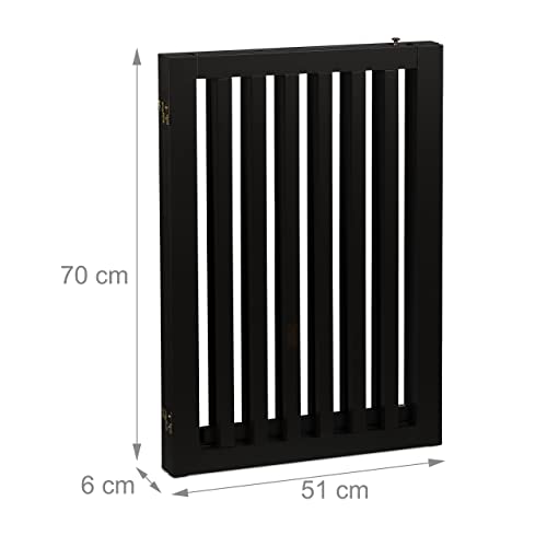 Relaxdays Absperrgitter, HxB: 70x154 cm, faltbar, mit Tür & Füßen, freistehendes Hunde Schutzgitter, Türgitter, schwarz
