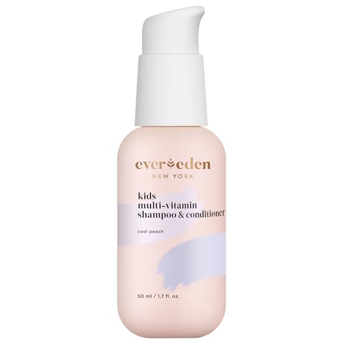 Image of Evereden Mini Kids Shampoo and Conditioner 2-in-1: Cool Peach, 1.7 fl oz. | Vegan, & Gentle Care for Kids | Toddler Shampoo and Conditioner for Healthy Scalp & Hair | Travel Size | Age 4+