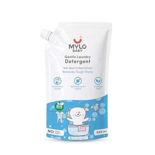 Image of Mylo Baby Detergent Liquid For Clothes | Anti - Bacterial | No Harmful Chemicals, No Allergens & No Artificial Colours (500 ml (Pack of 1))