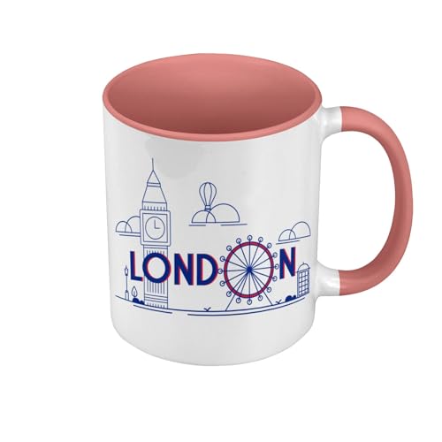 Fabulous Mug de Couleur Qualité Premium Rose - London Londres Angleterre Luxe Style - Tasse avec anse et intérieur de couleur