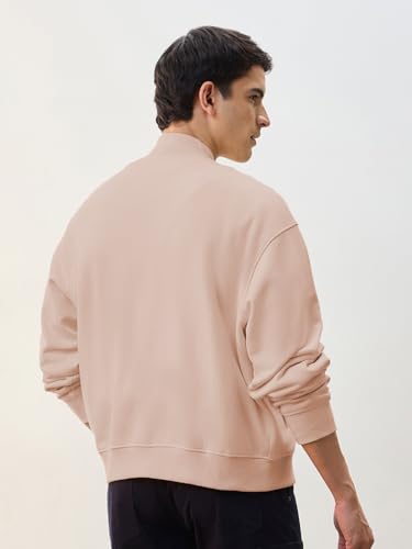 Image of Nobero Men's Premium Fleece Bomber Jacket | 280 GSM Fabric | Regular Fit Zip-Up Outerwear | Shirt Collar | Ribbed Cuffs & Hem | Casual Winter Layering Jacket