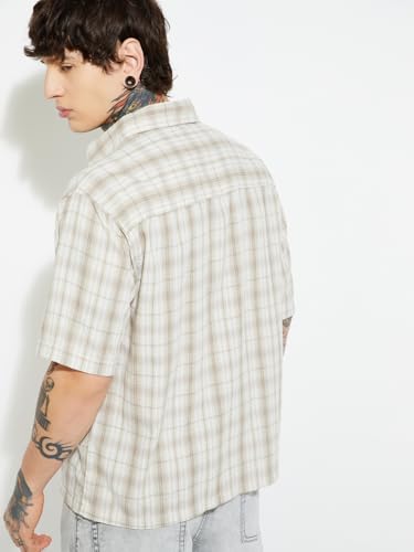 Image of Max URB N Men Half Sleeves Checked Slim Fit Cotton Shirt