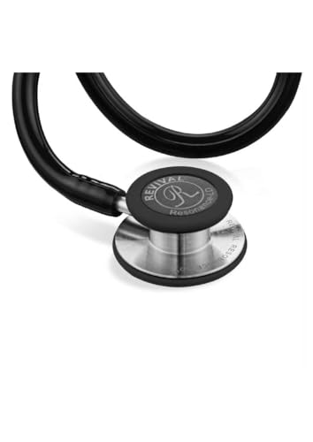 Image of Revival Resonance-LD Dual Head Stainless Steel Stethoscope - High Acoustic Sensitivity, Tunable Diaphragm, Extra Soft Ear Knobs, Latex-Free Tubing - For Doctors, Nurses, Paramedics & Medical Students (BLACK)