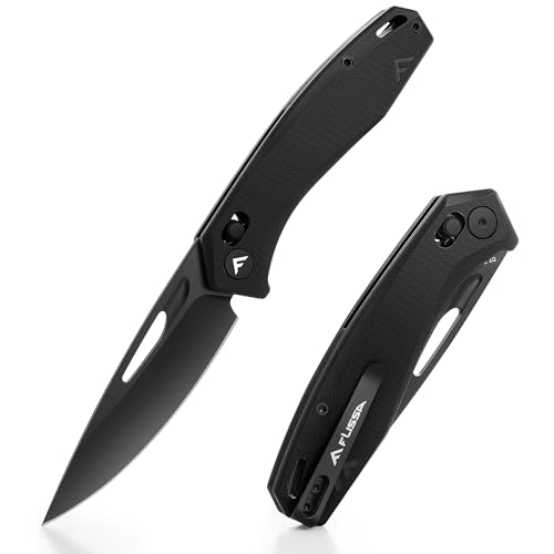 FLISSA Folding Pocket Knife, EDC Knife with Axis Lock, 3.5 inch D2 Steel Blade, G10 Handle and Deep-carry Pocket Clip for Camping, Hiking, Outdoors and Daily Use(Black)