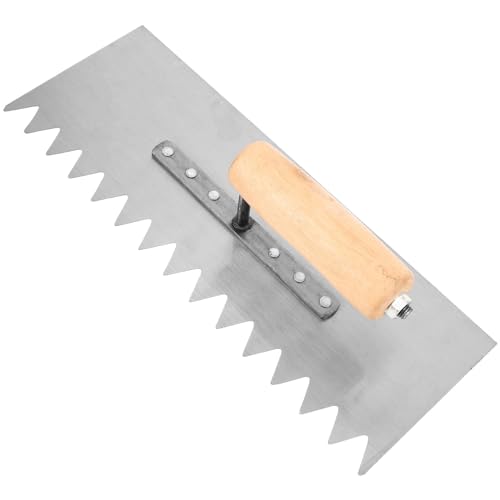 ORFOFE Paleta de Albañilería Acero Carbono con Mango Curvado Ergonómico Llana Dentada para Acabado Concreto y Aplicación de Mortero Herramienta Compacta para Trabajo Cemento