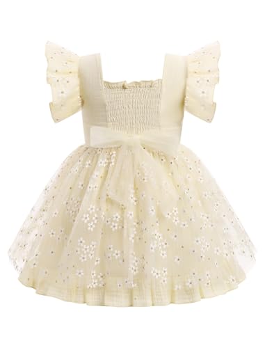 IBTOM CASTLE Baby Girl First Birthday Outfit Ruffle Daisy Tulle Tutu Dress Bow Headband Cake Smash One Year Old Clothes3