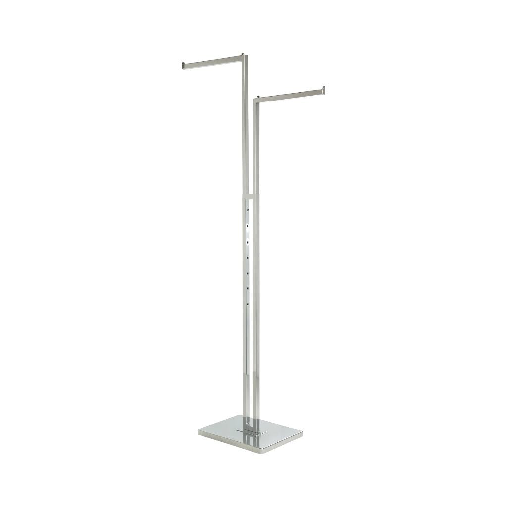 My Shopfittings Chrome Clothes Rail Stand 2 Straight Arms Adjustable Retail Garment Display