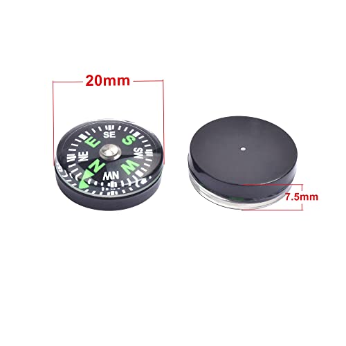 20 Pack Button Compass Mini Pocket Oil Filled Compass For Kids Hiking Survival Watch Band Paracord Camping Outdoor Activities Accessory Size Dia. 20Mm #TOP2
