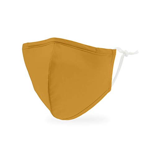 WEDDINGSTAR 3-Ply Kid's Washable Cloth Face Mask Reusable and Adjustable with Filter Pocket - Golden Yellow