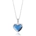 Sterling Silver Swarovski Elements Two Tone Heart Pendant Necklace, Denim Blue, 18"