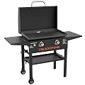 BLACKSTONE 2147 Original 28” Griddle with Integrated Hood and Counter Height Dual Side Shelves, Powder Coated Steel, Black
