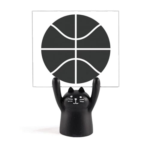 Support de mémo motif géométrique de basket-ball et chat noir
