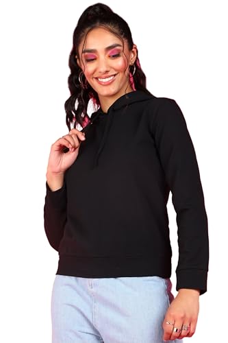 Image of POPWINGS Casual Solid Hooded Pocket Sweatshirt for Women || Women Sweatshirts Casual Wear ||Stylish Western Winter Wear Sweatshirts for Women