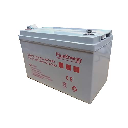 PlusEnergy Batteria solare 12 V Ciclo Profondo AGM 150 Ah 250 Ah Gel 150 Ah 250 Ah solare fotovoltaico con terminali (150 A Gel)